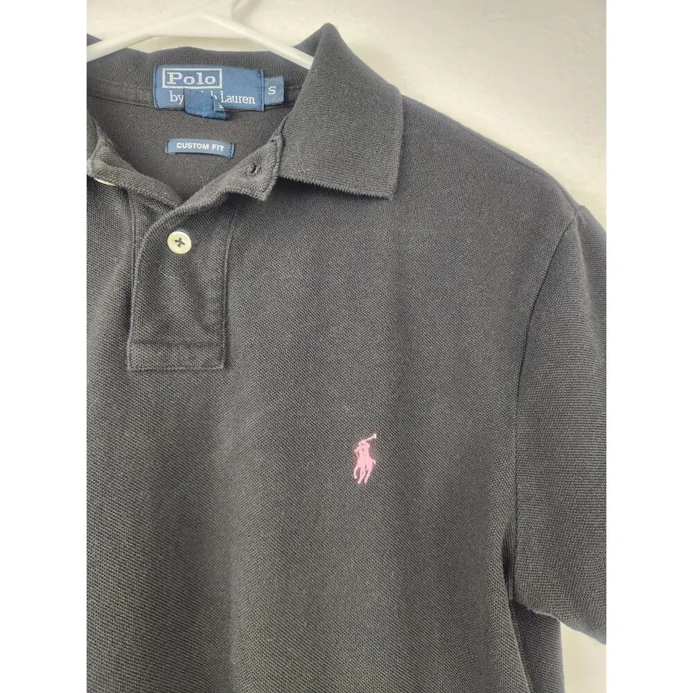 Polo Ralph Lauren Polo Shirt Short Sleeve Black Men Small Pink Logo